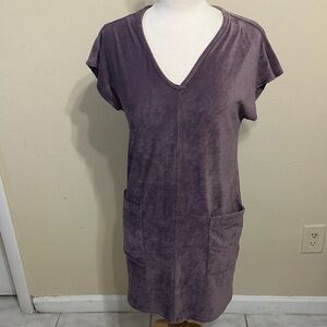 Purple V-Neck Dress with Pockets